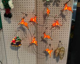 Vintage Light-Up-Santa and his Reindeer