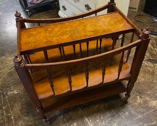 c.1920's, Burr Walnut Canterbury Magazine Table 