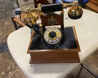 c.1970's Deco Tel American Telecommunications Phone with Brass Eagle on front 