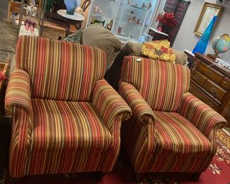 Matching Striped Club Chairs