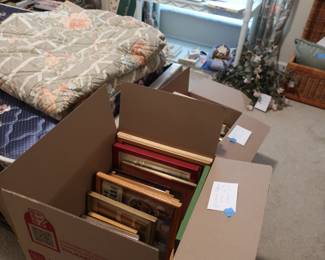 lots  of  picture  frames, some  are  in  basement  also