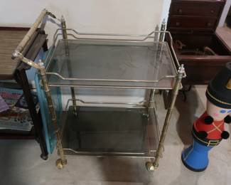 metal and glass  serving cart