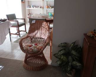 wicker chair,view  of  dinette  set  in  kitchen
