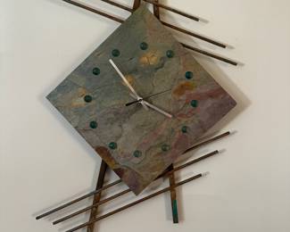 ARTISIT ORIGINAL SLATE AND METAL WALL CLOCK 