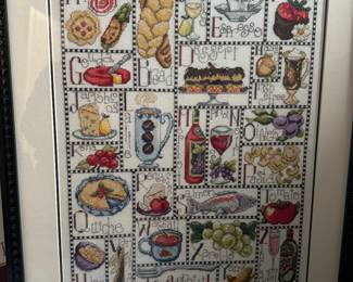 BEAUTIFUL CROSS STITCHED KITCHEN FRAMED ART 