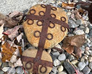 PAIR OF STEEL LADYBUGS 