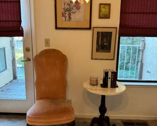 Here’s that other little cute chair - this one is yours!!! Look at that cute marble top table!! It’s waving at you 