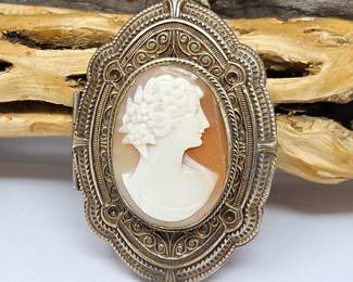Vintage Brass Locket with Cameo