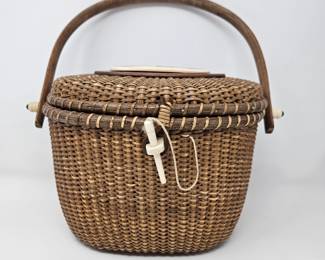 1985 Signed Farnum Nantucket Scrimshaw Purse Basket w/ Ivoryite - Augusta National Golf Club
