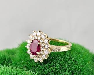 Lot #SB 310 - Stunning 1.52 Carat Ruby and Diamond Ring in 14k Yellow Gold in Size 6.5 - w/ Insurance Appraisal