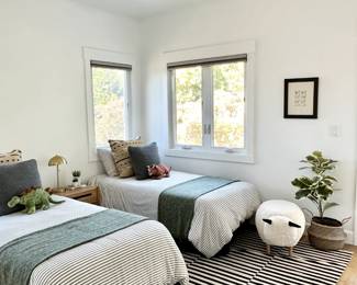 For sale - rugs, bed frames, mattresses (new), faux plants, baskets, nightstands, pillows, blankets, artwork