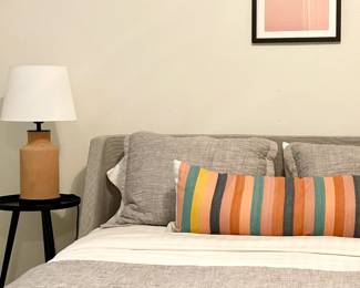 For sale - bed frames, headboards, accent tables, lamps, artwork, pillows, decor