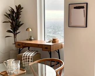 For sale - desks, faux plants, accessories, kitchen items, blankets, lamps, dining sets, dining chairs, artwork