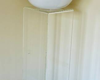Lucite stand, White art glass apple