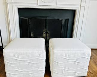 Pair of matching square ottomans 