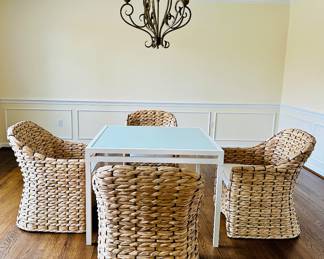 Serena and Lily rattan dining chairs (set of 6 available)