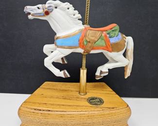 The American Carousel by Tobin Fraley Music Box w/ Porcelain Horse - Moves Up & Down w/ Music LE 4337/17,500