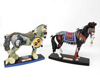 Set of Two Westland Trail of Painted Ponies "Horse of a Different Color" "keokuk" and "Wolf Spirit"