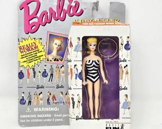 Mattel Barbie Vintage 1995 Keychain - Blonde in Bathing Suit 4" Tall - In Original Packaging