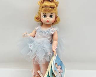 8” Vintage Madame Alexander Ballerina Doll #430 Blonde with Blue Dress Ballet Shoes and Stand