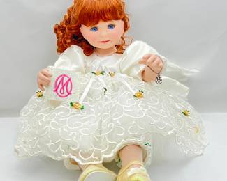 Marie Osmond Porcelain Doll Princess Rose Bud Collection White Christmas “Coming Up Roses" - 2004