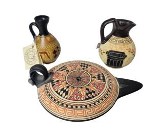 Handpainted Greek Replica Oil Lamp Etc