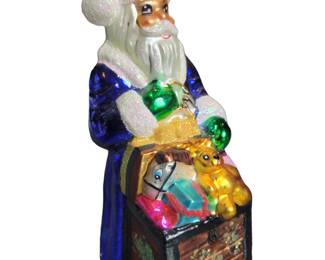 8" Christopher Radko Blue Santa Ornament