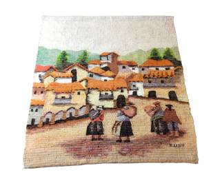 Signed Peruvian Handwoven Wool Tapestry