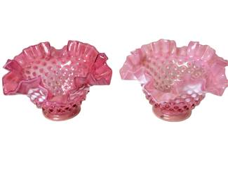 Vintage Fenton Cranberry Hobnail Bowls