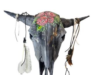 MN Artist Cow Skull Wall Sculpture Signed