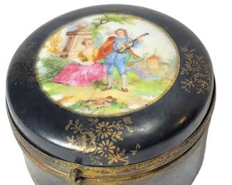 Antique German Porcelain Enamel Trinket Box