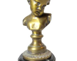 Maitland Smith Bronze Marble Cherub Bust