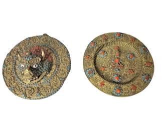 Antique Tibetan Brass Turquoise Coral