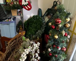 Christmas tree and wreaths 