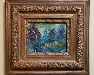 Original Oil Painting in Antique Gold Frame by Helyn Farris