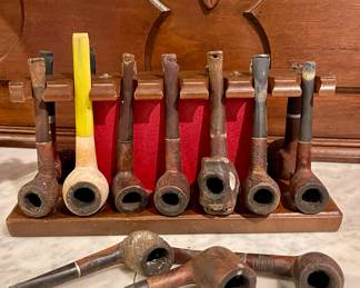 Vintage Smoking Pipes on Stand