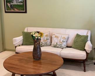 Early American Style Maple Sofa C. 1950, Early American Style Maple Coffee Table C. 1950