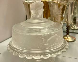Westward Ho EAPG Frosted Glass Covered Butter Dish