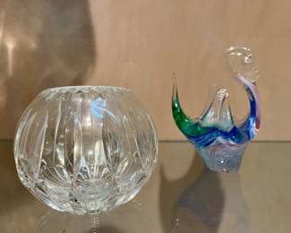 Crystal Bowl, Handblown Art-glass Swan