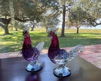 Murano Venetian Art Glass Barbini Pheasants