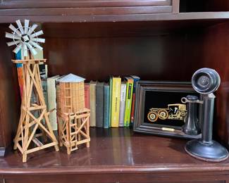 Windmill Decor, Antique Telephone, Framed Art 1928 Mercedes by Philippe Michand