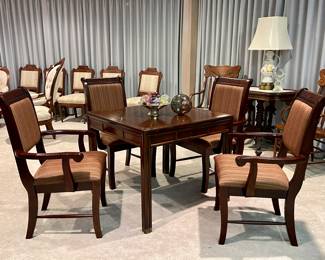MCM Henrendon Game Table, Set of 4 Wood Upholstered Chairs