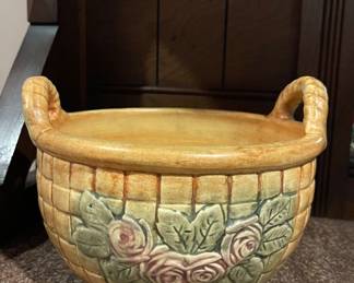 Antique Weller Pottery Flemish Tub/Basket with Roses, Circa Early 1900’s