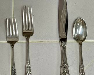 Rosepoint” by Wallace Sterling Silver Flatware Set