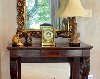 American Empire Flame Mahogany Hall Console C. 1860