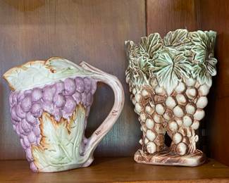 Made In Portugal Grape Motif Pitcher, Grape Motif McCoy Vase