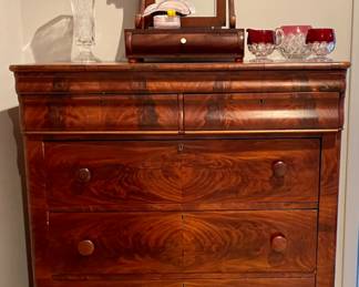 American Flame Mahogany Empire Chest C. 1860