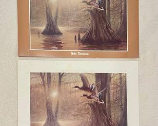 Signed Eagle Lake Waterfowl Festival 1985 Poster by artist John Dearman, Signed Print “Cypress Dawn” by artist John Dearman