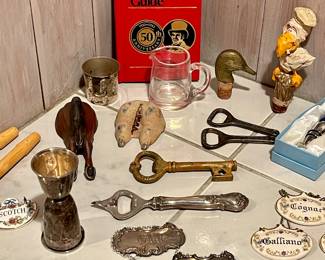 Repousse Bottle Tag Labels Scroll Border Gorham Sterling Silver, Cast Iron Bottle Openers, Wine Stoppers