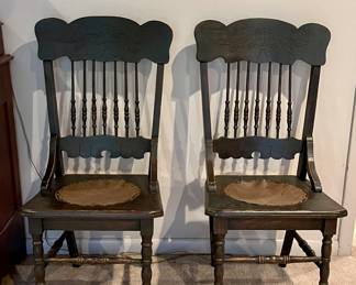 Antique Leather Seat Chairs